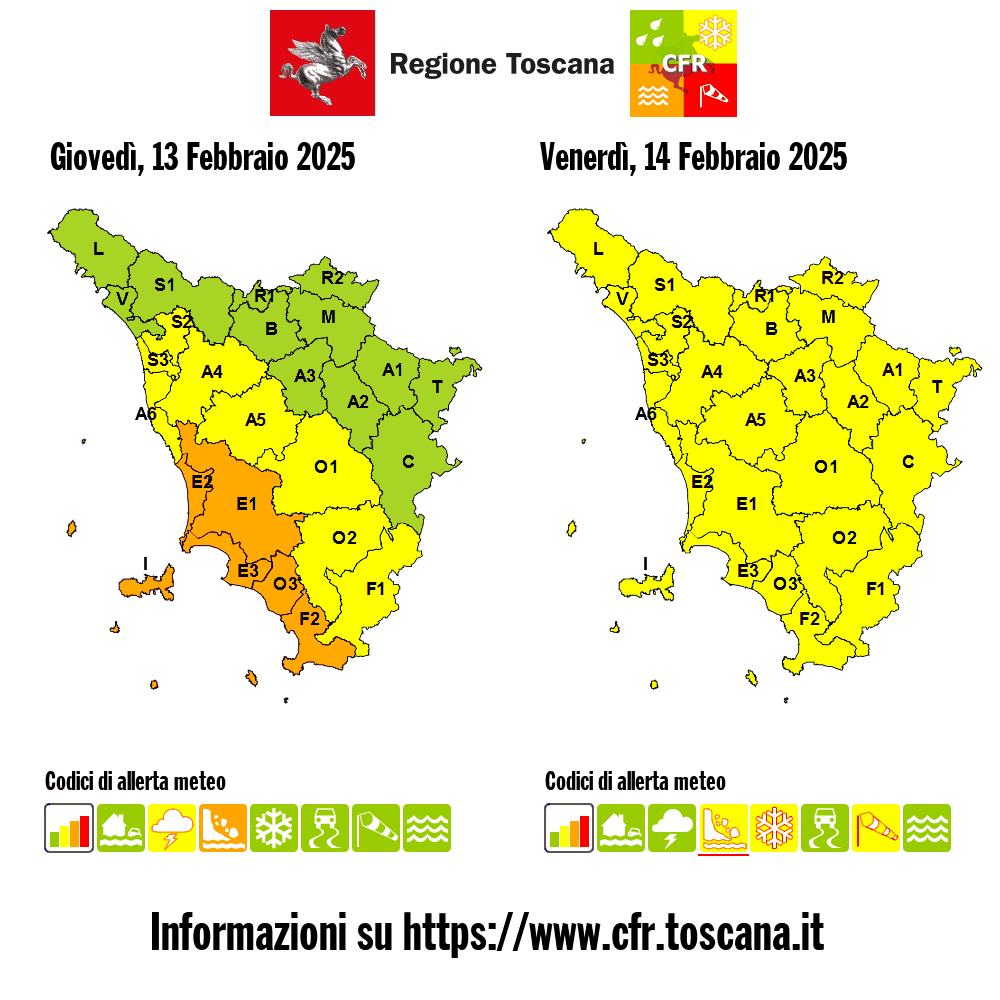 allerta meteo 14 febbraio toscana