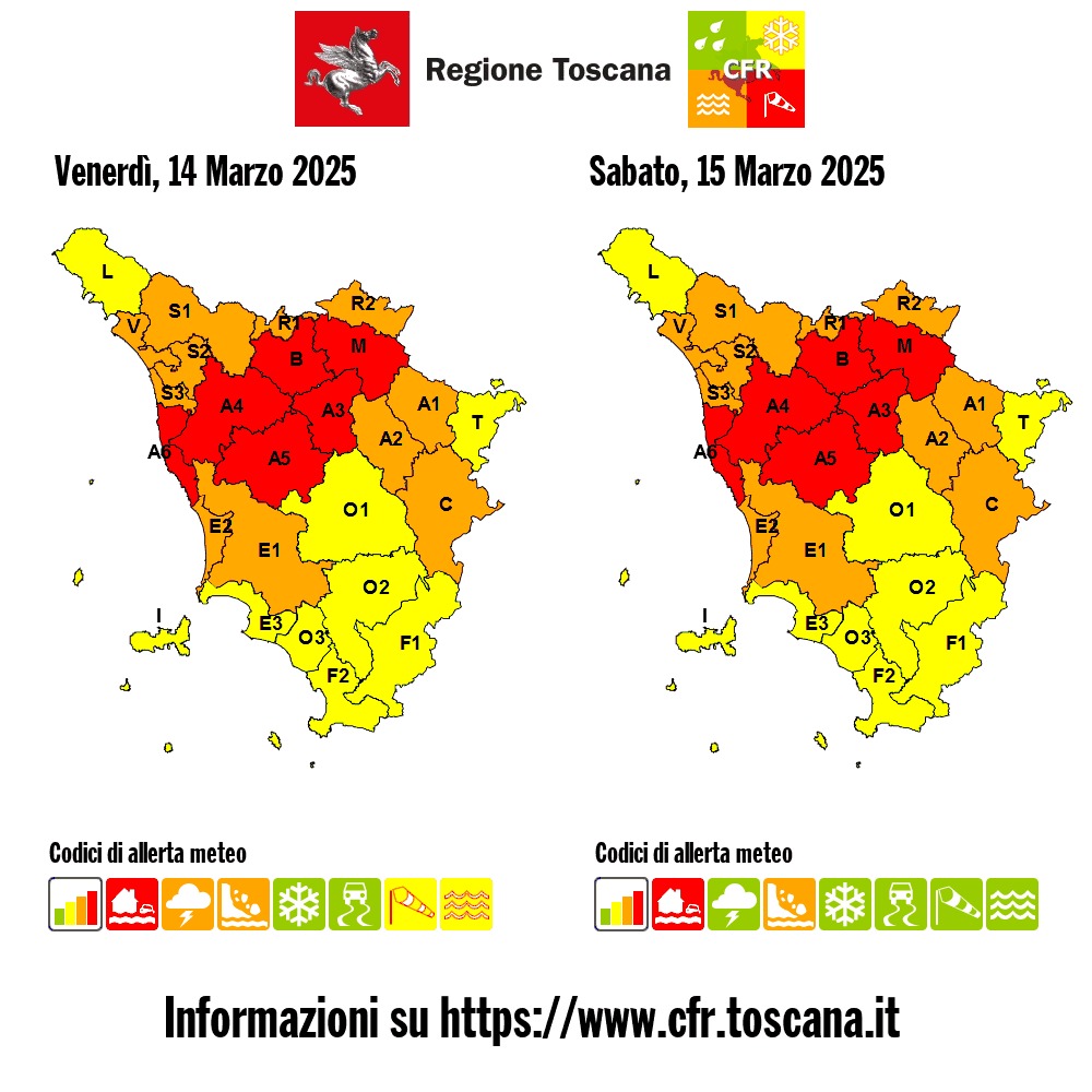 allerta meteo rossa toscana 14 marzo