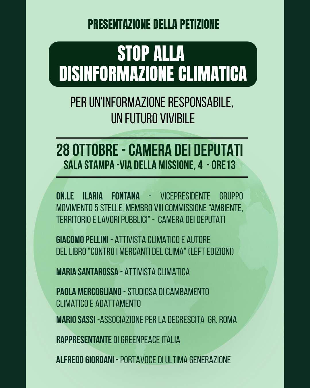 presentazione petizione alla camera