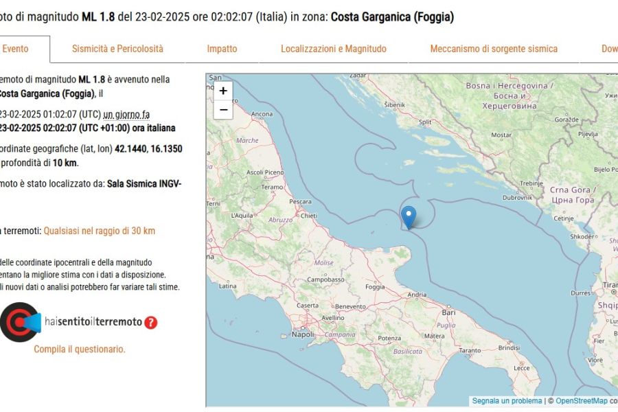 Nuovo terremoto di magnitudo 3.6 nel Gargano, ma la prevenzione resta indietro